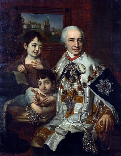 Vladimir Lukich Borovikovsky ortrait of count G.G. Kushelev with children oil painting image